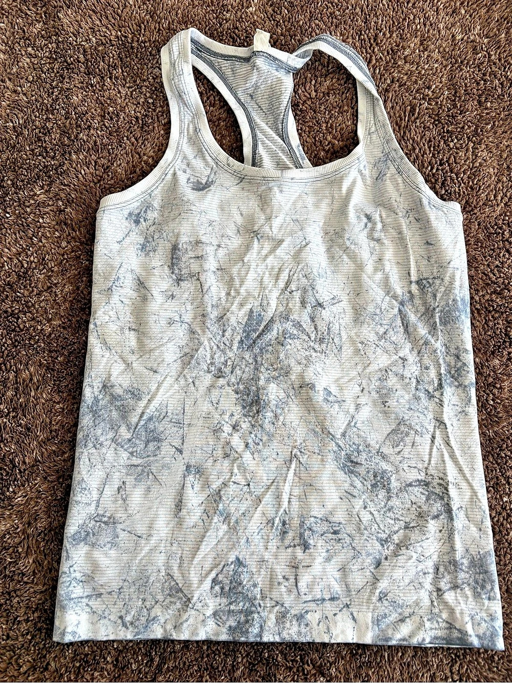 Lululemon Women's Abstract Racerback Tank in White & Blue